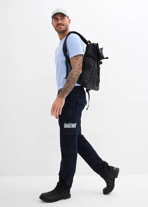 Jean cargo extensible loose taille &eacute;lastiqu&eacute;e, droit, bonprix