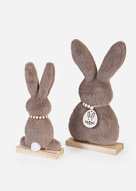 Lot de 2 lapins d&eacute;co en peluche douce, bonprix