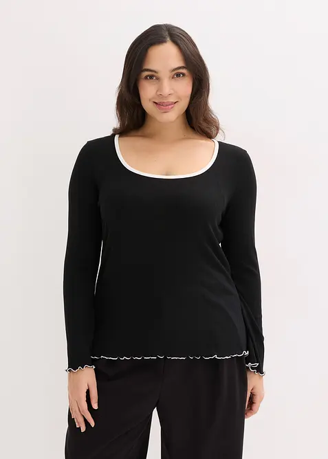 T-shirt manches longues c&ocirc;tel&eacute;, bonprix