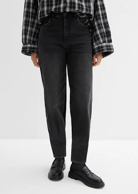 Jean barrel taille haute en coton, bonprix