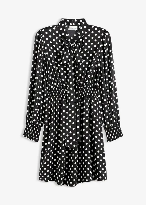 Robe &agrave; col lavalli&egrave;re en satin fluide, bonprix