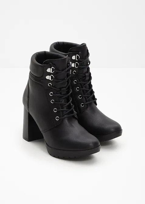 Bottines &agrave; lacets et talon haut, bonprix