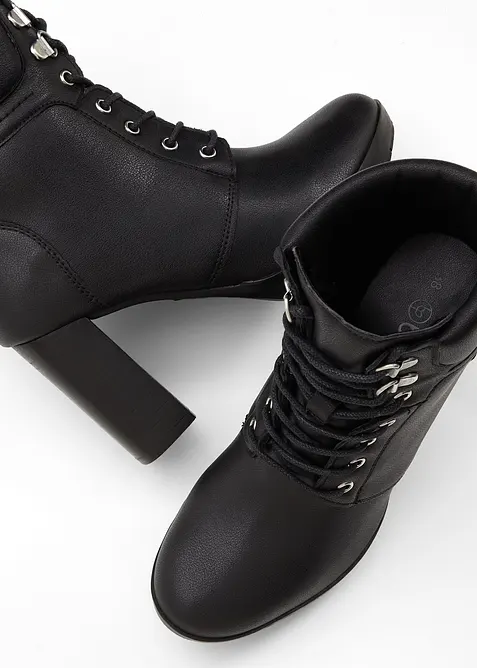 Bottines &agrave; lacets et talon haut, bonprix