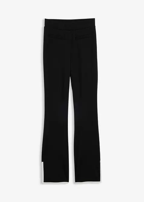 Pantalon en Punto di Roma avec fentes contrastantes, bonprix
