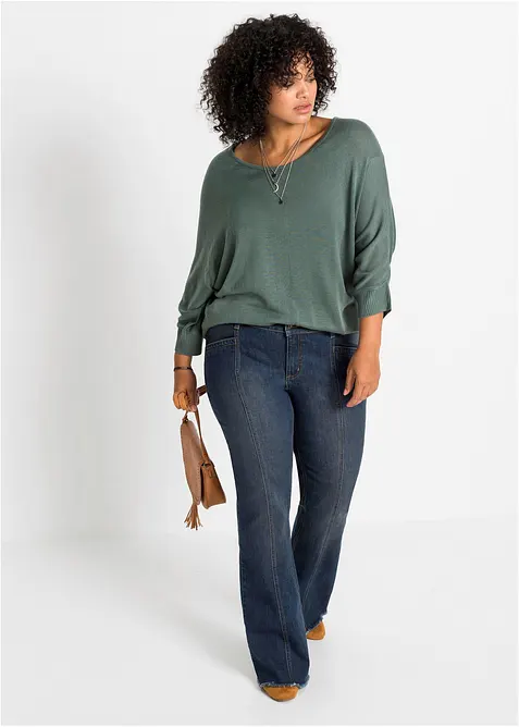 Pull en fine maille manches 3/4, bonprix