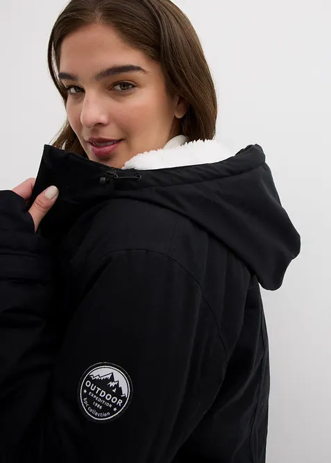 Parka imperm&eacute;able avec polaire peluche dans la capuche, bonprix