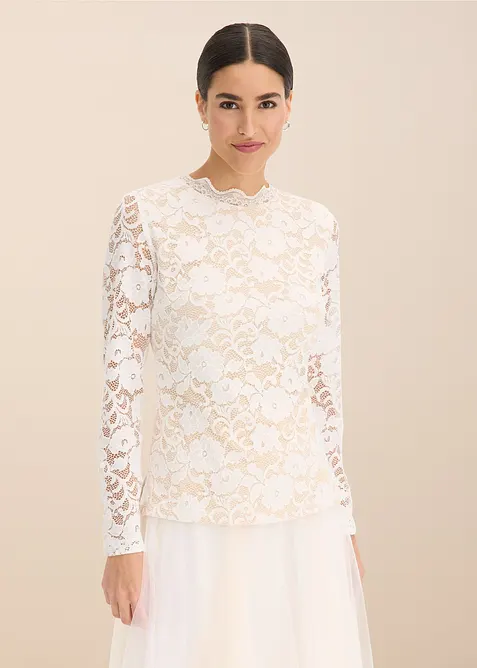 Haut manches longues en dentelle, bonprix