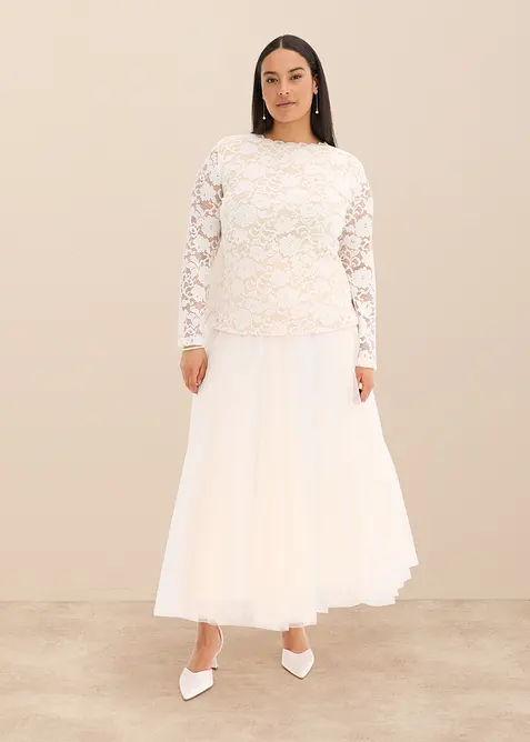 Haut manches longues en dentelle, bonprix