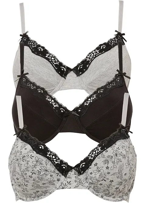 Lot de 3 soutiens-gorge coton &agrave; armatures, bonprix