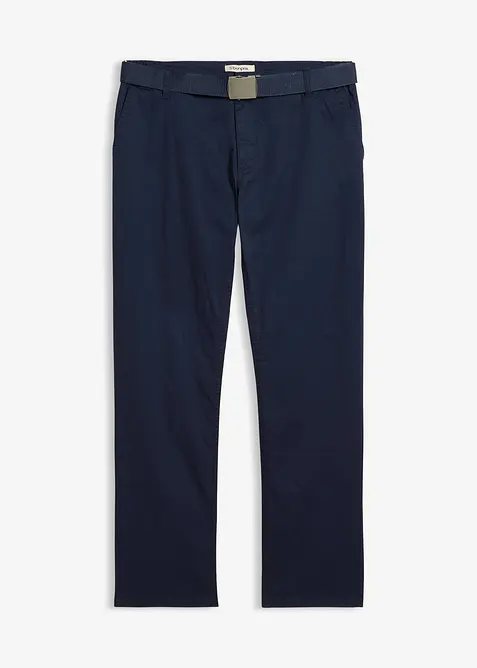 Pantalon chino regular avec ceinture, taille &eacute;lastiqu&eacute;e, droit, bonprix
