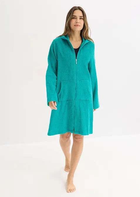 Peignoir en &eacute;ponge de coton avec fermeture zipp&eacute;e, bonprix