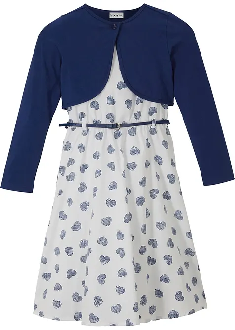 Robe fille, bol&eacute;ro, ceinture (ens. 3 pces), bonprix