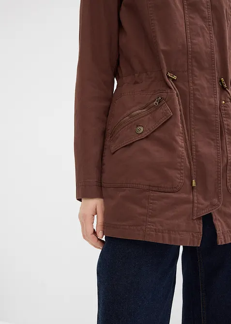 Parka courte en coton &agrave; col montant, cintr&eacute;e, bonprix