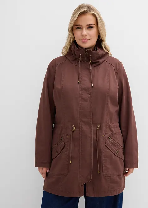 Parka courte en coton &agrave; col montant, cintr&eacute;e, bonprix