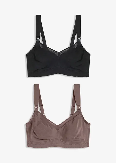 Lot de 2 soutiens-gorge d&rsquo;allaitement coton sans armatures, bonprix
