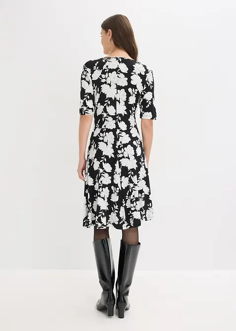 Robe en jersey imprim&eacute; avec drap&eacute;, bonprix