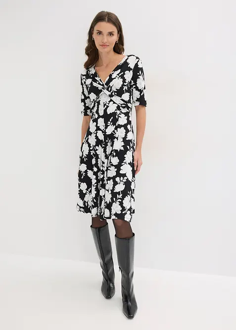Robe en jersey imprim&eacute; avec drap&eacute;, bonprix