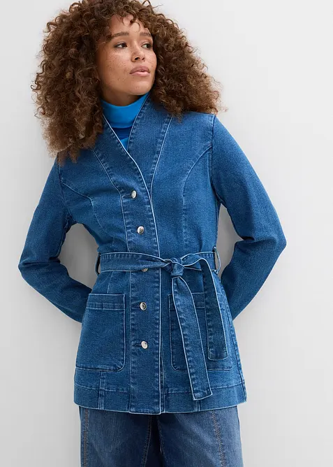 Veste en jean avec ceinture, bonprix