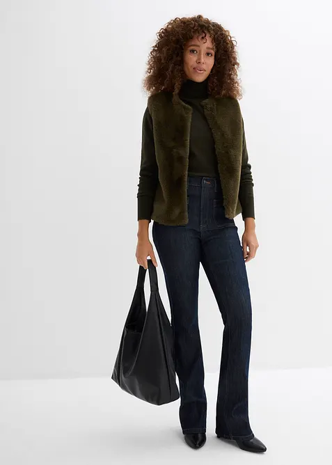 Jean bootcut taille haute &eacute;lastiqu&eacute;e, bonprix