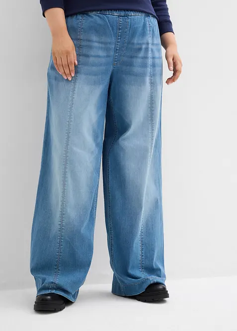Jean large taille haute &eacute;lastiqu&eacute;e, long, bonprix