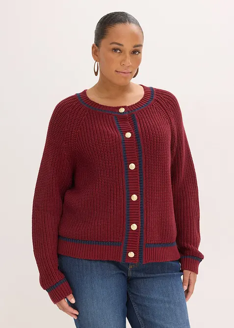 Gilet en maille &agrave; rayures contrastantes, bonprix