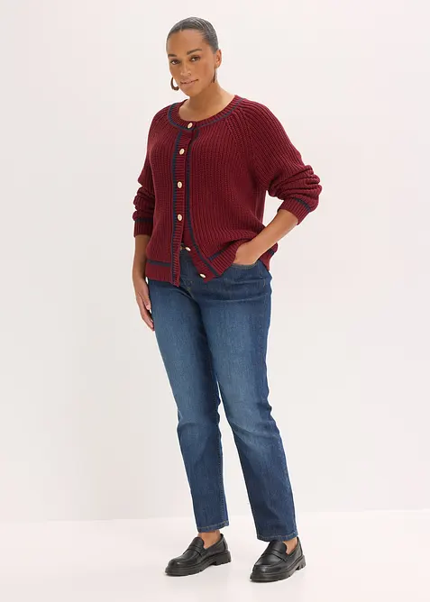 Gilet en maille &agrave; rayures contrastantes, bonprix