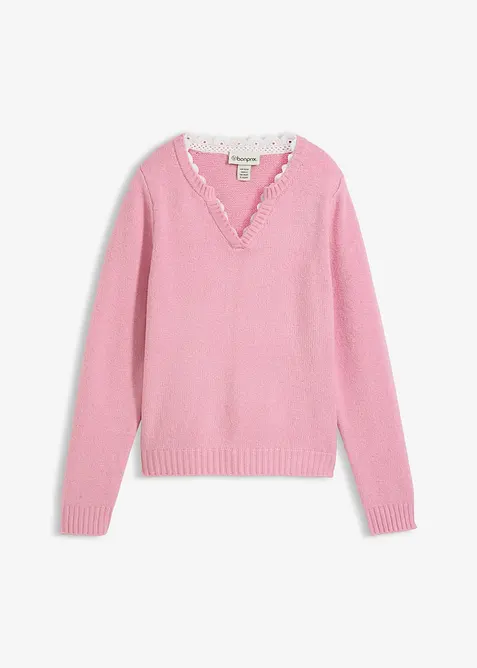 Pull &agrave; empi&egrave;cement dentelle, bonprix