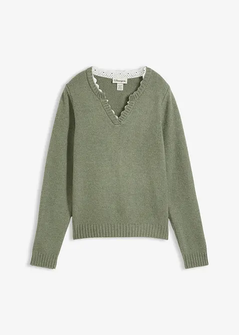 Pull &agrave; empi&egrave;cement dentelle, bonprix