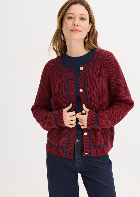 Gilet en maille &agrave; rayures contrastantes, bonprix