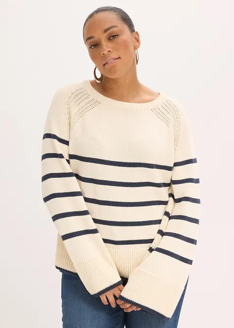 Pull &agrave; rayures contrastantes, bonprix