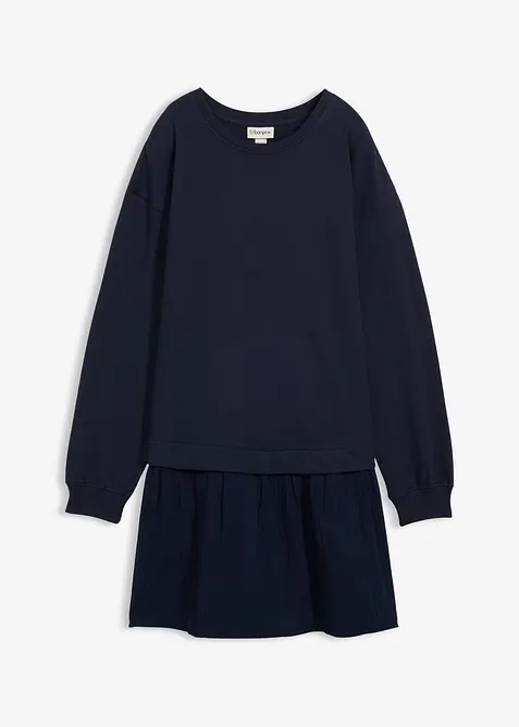 Robe sweat avec jupe tiss&eacute;e, bonprix