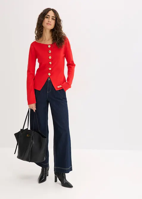 Gilet p&eacute;plum en maille &agrave; boutons d&eacute;coratifs, bonprix