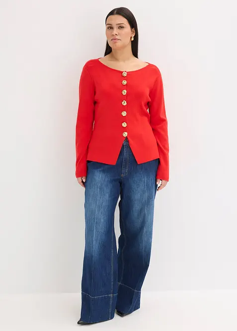 Gilet p&eacute;plum en maille &agrave; boutons d&eacute;coratifs, bonprix