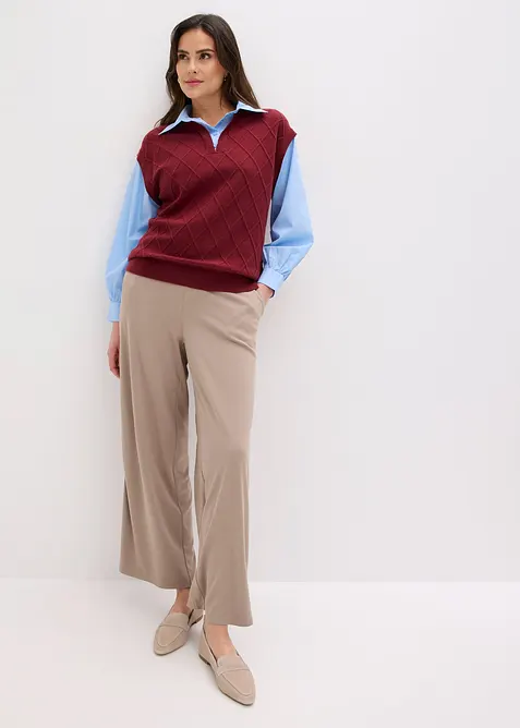 Pull sans manches &agrave; empi&egrave;cement chemisier en coton, bonprix