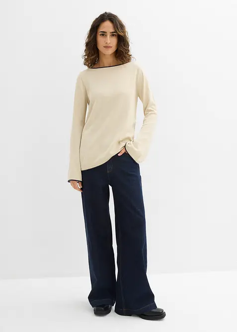 Pull en fine maille de coton m&eacute;lang&eacute;, bonprix