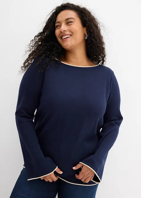 Pull en fine maille de coton m&eacute;lang&eacute;, bonprix