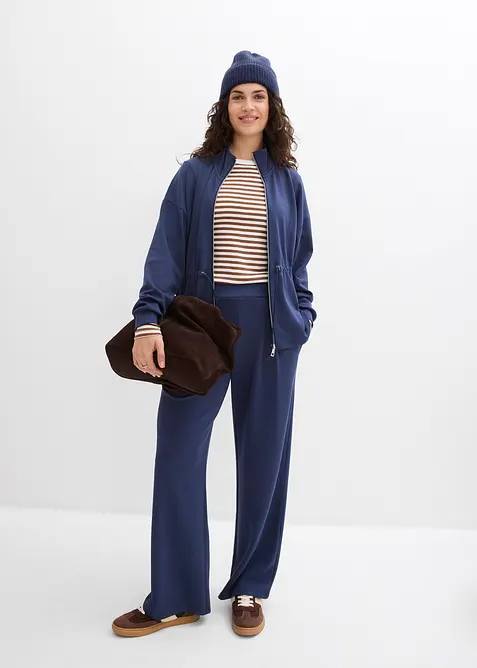 Pantalon en jersey n&eacute;opr&egrave;ne &agrave; pinces, bonprix
