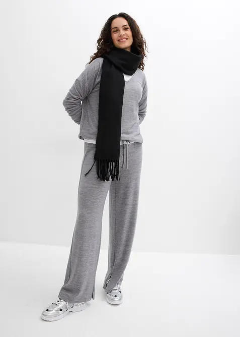 Pantalon en jersey effet maille, bonprix