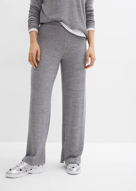 Pantalon en jersey effet maille, bonprix