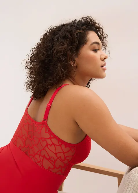 Body sculptant avec dentelle c&oelig;urs, maintien mod&eacute;r&eacute;, bonprix