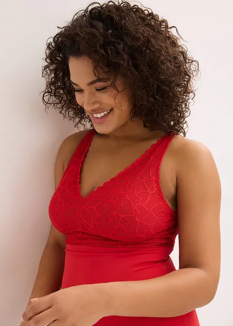 Body sculptant avec dentelle c&oelig;urs, maintien mod&eacute;r&eacute;, bonprix