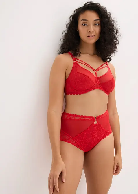 Culotte taille haute avec dentelle c&oelig;urs, bonprix