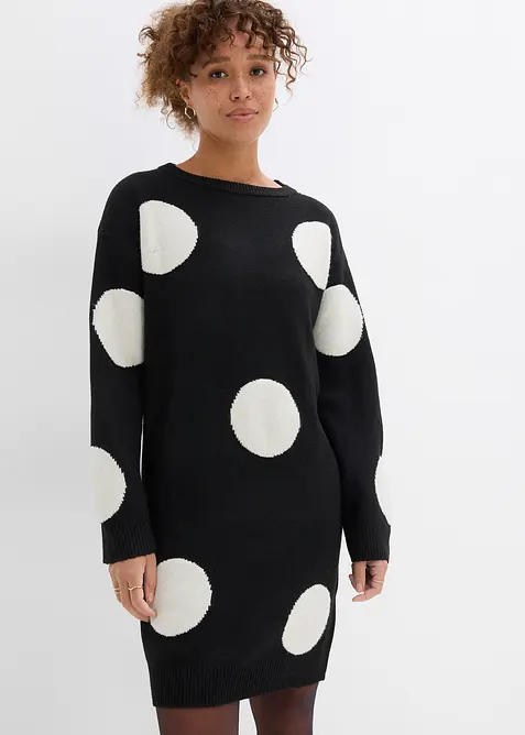 Robe oversize en maille &agrave; pois, bonprix