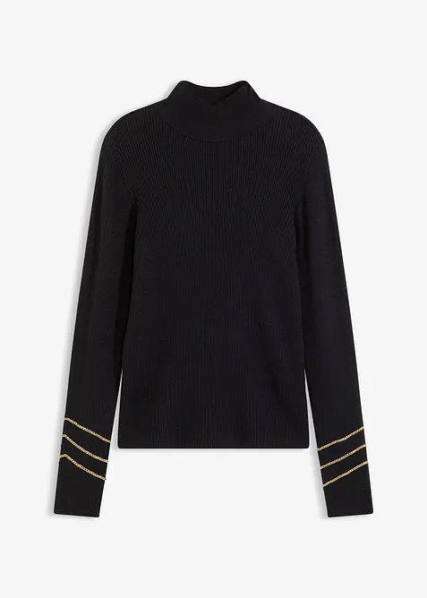 Pull en fine maille &agrave; cha&icirc;nes dor&eacute;es, bonprix