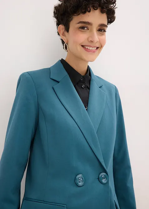 Blazer long &agrave; col V, manches longues, bonprix