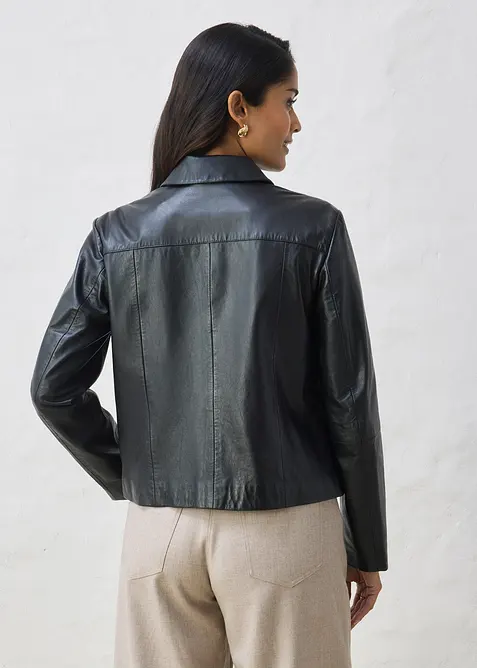 Veste courte en cuir d&rsquo;agneau nappa, bonprix