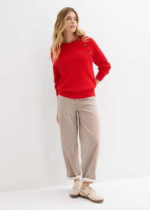 Pull en grosse maille avec patte de boutonnage, bonprix