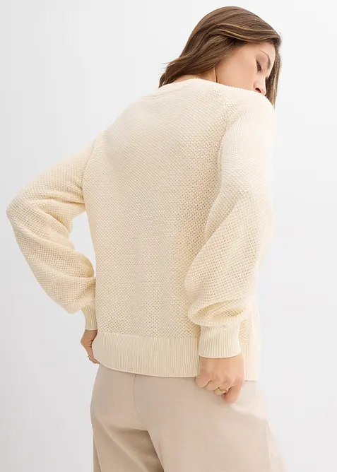 Pull en grosse maille avec patte de boutonnage, bonprix