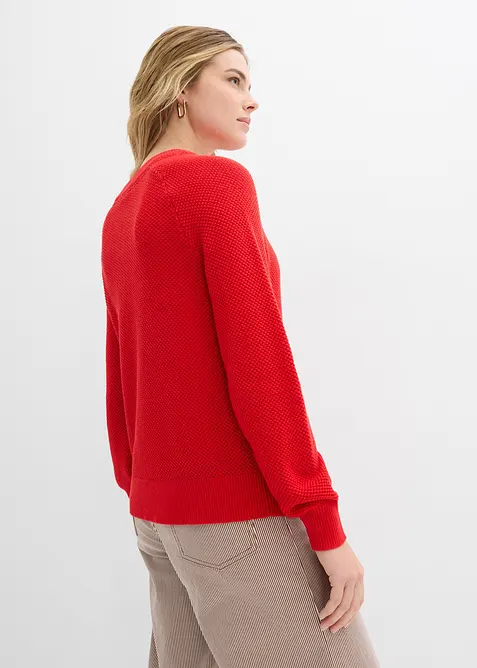 Pull en grosse maille avec patte de boutonnage, bonprix
