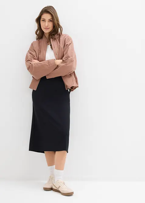 Jupe midi en mati&egrave;re n&eacute;opr&egrave;ne douce, bonprix